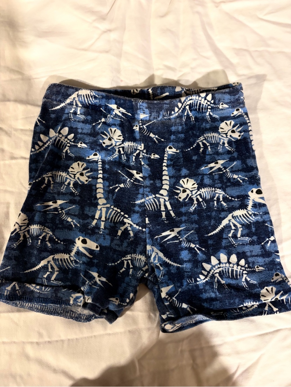 Blue Dinosaur Skeleton Print Shorts